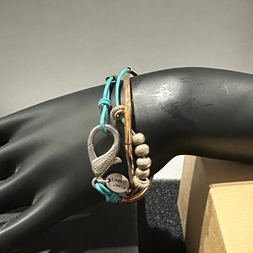 Lizzy James Turquoise Cord and Gold-Tone Layered Bracelet